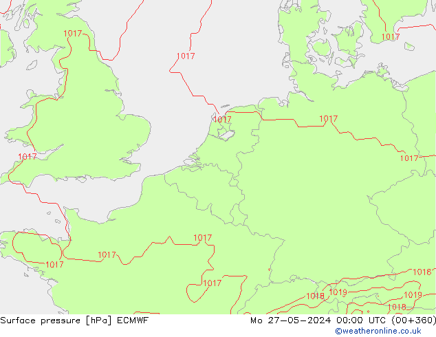 Bodendruck ECMWF Mo 27.05.2024 00 UTC