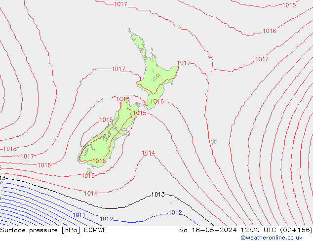 Surface pressure ECMWF Sa 18.05.2024 12 UTC