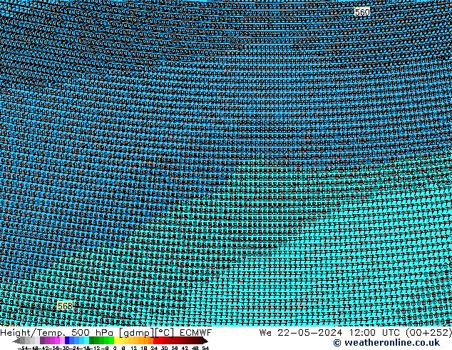Height/Temp. 500 hPa ECMWF We 22.05.2024 12 UTC