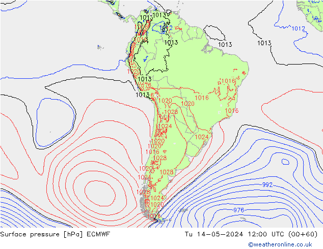 Pressione al suolo ECMWF mar 14.05.2024 12 UTC