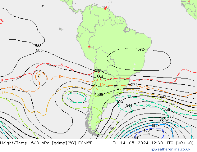 Height/Temp. 500 hPa ECMWF mar 14.05.2024 12 UTC