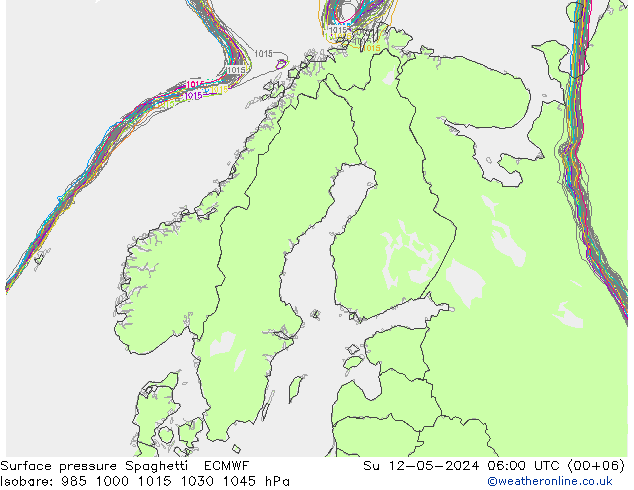 Bodendruck Spaghetti ECMWF So 12.05.2024 06 UTC