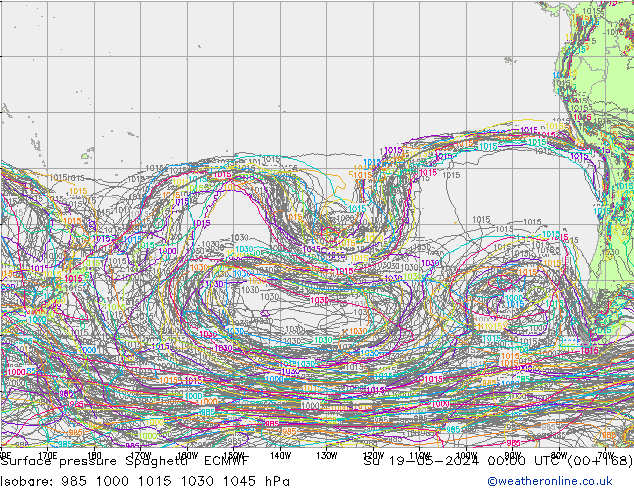 Yer basıncı Spaghetti ECMWF Paz 19.05.2024 00 UTC
