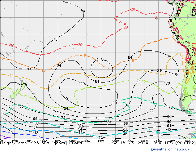 Height/Temp. 925 hPa ECMWF Sa 18.05.2024 18 UTC