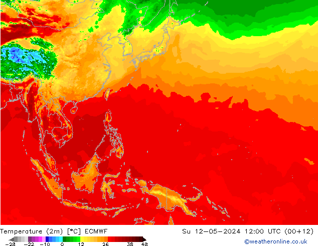 Temperature (2m) ECMWF Su 12.05.2024 12 UTC