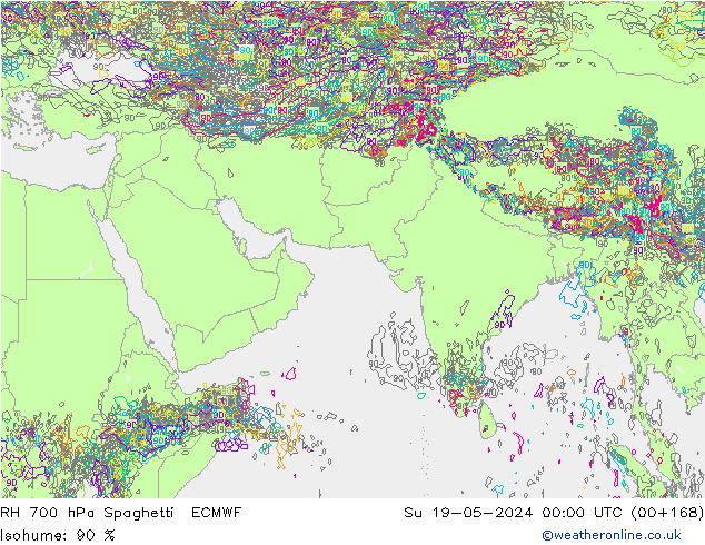 Humidité rel. 700 hPa Spaghetti ECMWF dim 19.05.2024 00 UTC