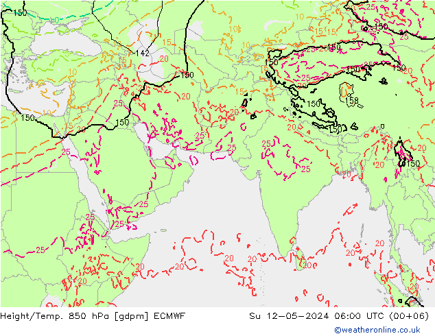 Height/Temp. 850 hPa ECMWF 星期日 12.05.2024 06 UTC