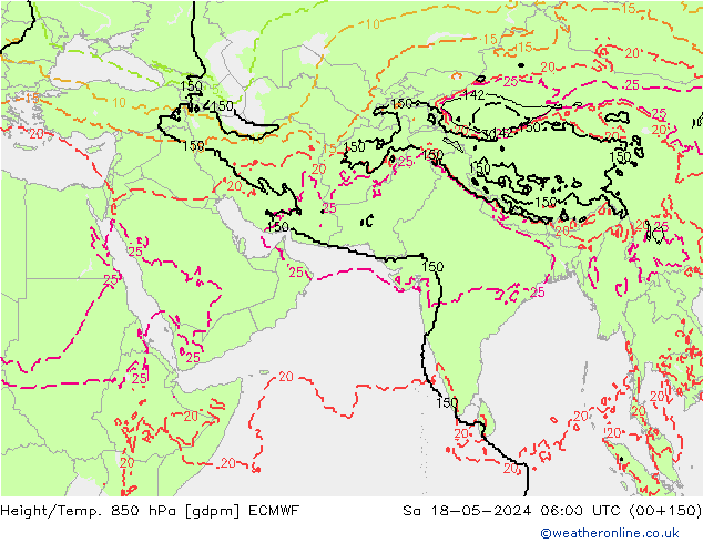 Height/Temp. 850 hPa ECMWF Sáb 18.05.2024 06 UTC