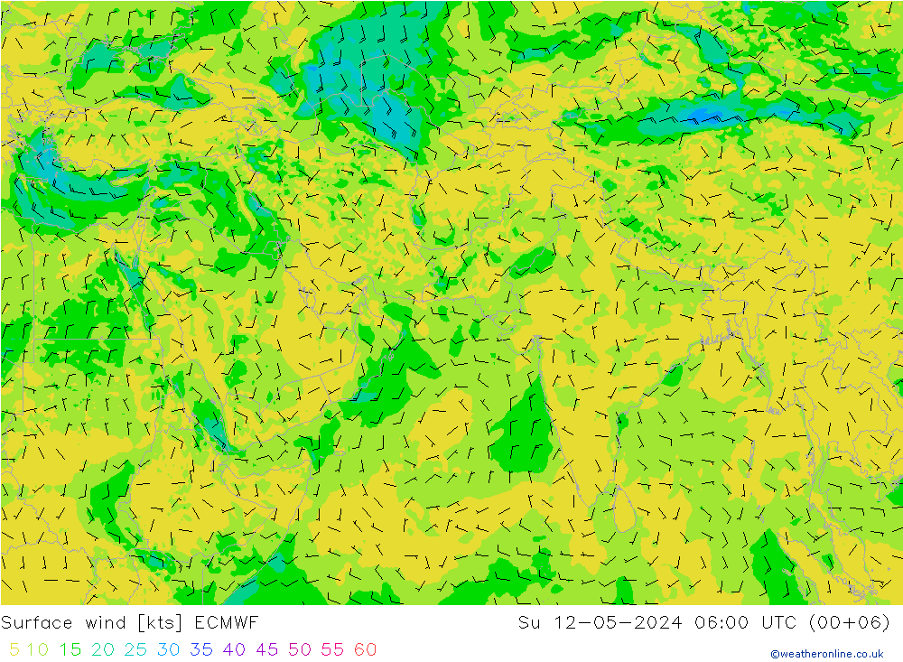 风 10 米 ECMWF 星期日 12.05.2024 06 UTC