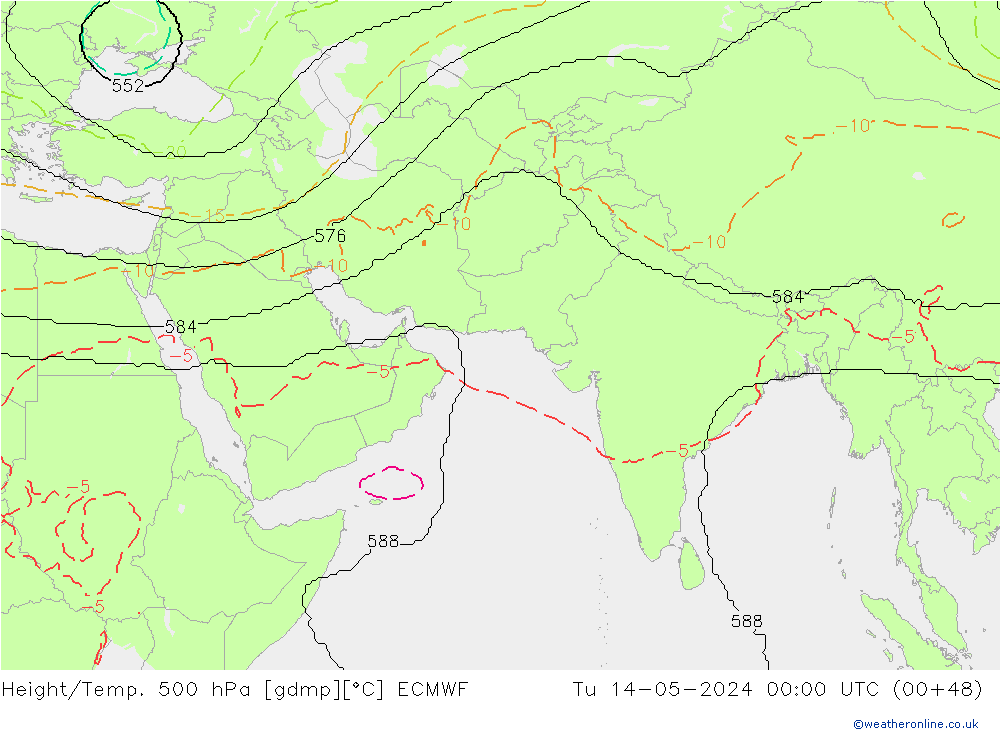 Geop./Temp. 500 hPa ECMWF mar 14.05.2024 00 UTC