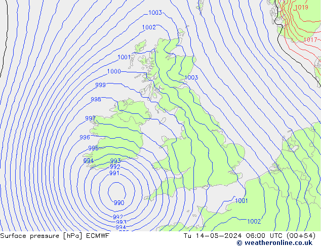 Surface pressure ECMWF Tu 14.05.2024 06 UTC