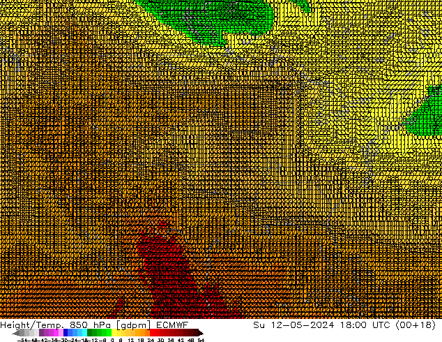 Géop./Temp. 850 hPa ECMWF dim 12.05.2024 18 UTC