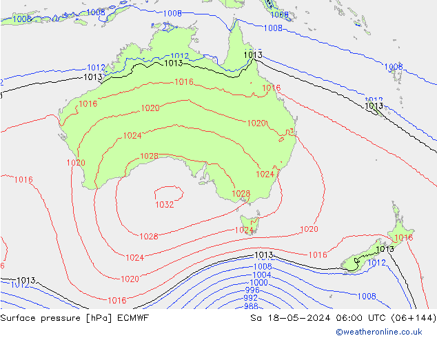 ciśnienie ECMWF so. 18.05.2024 06 UTC