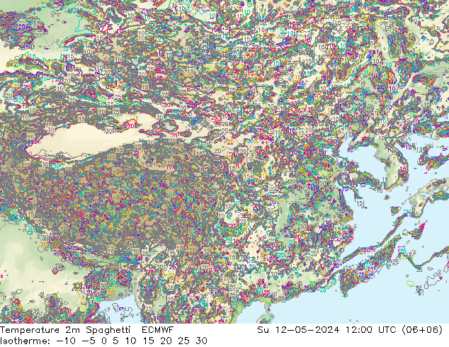 温度图 Spaghetti ECMWF 星期日 12.05.2024 12 UTC