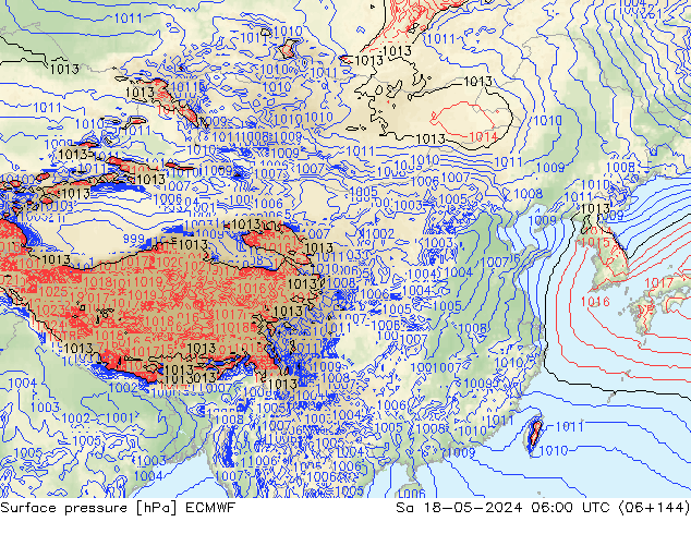 地面气压 ECMWF 星期六 18.05.2024 06 UTC