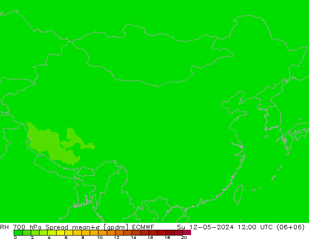 RH 700 hPa Spread ECMWF 星期日 12.05.2024 12 UTC