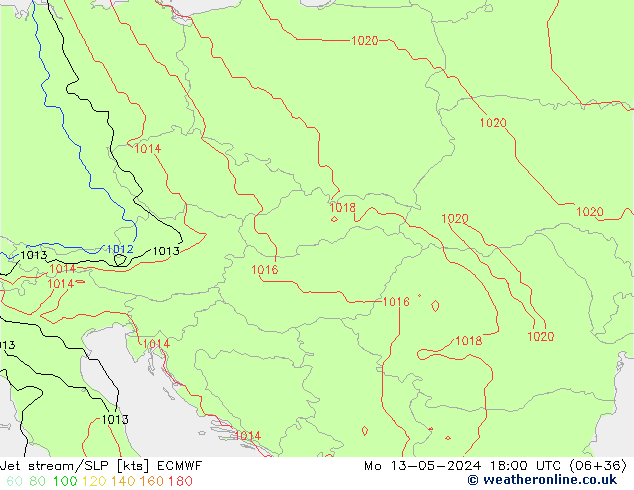 джет/приземное давление ECMWF пн 13.05.2024 18 UTC