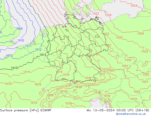 Yer basıncı ECMWF Pzt 13.05.2024 00 UTC