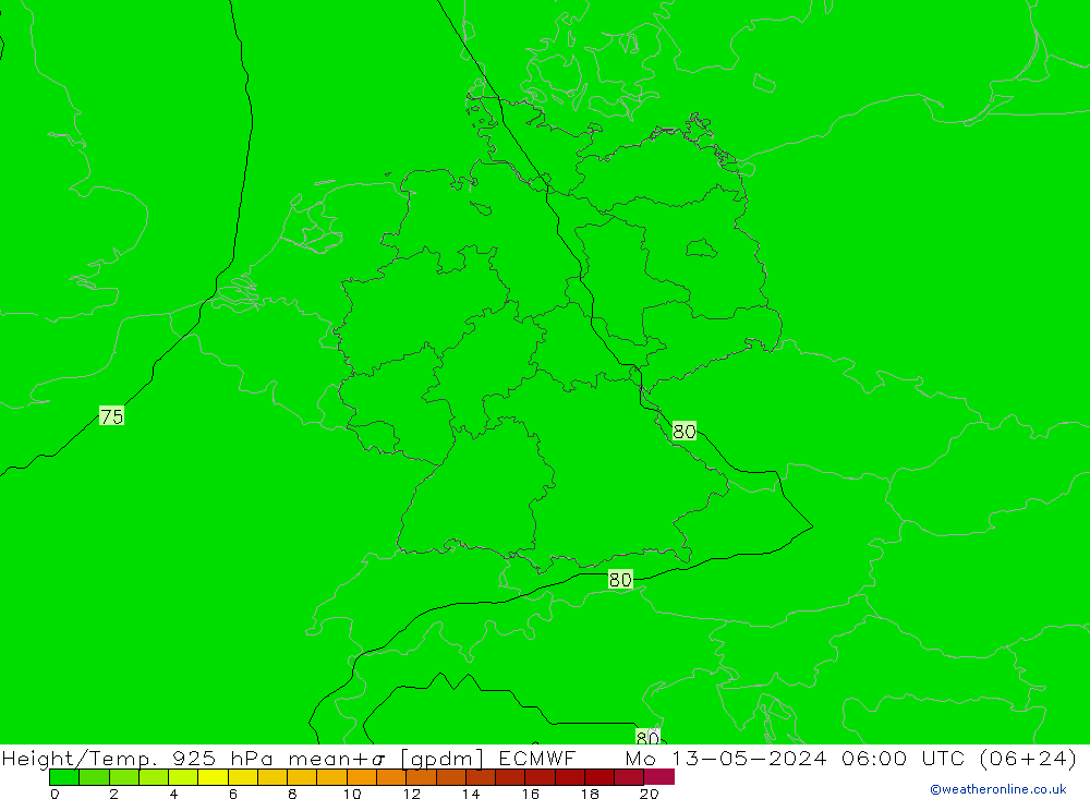 Hoogte/Temp. 925 hPa ECMWF ma 13.05.2024 06 UTC