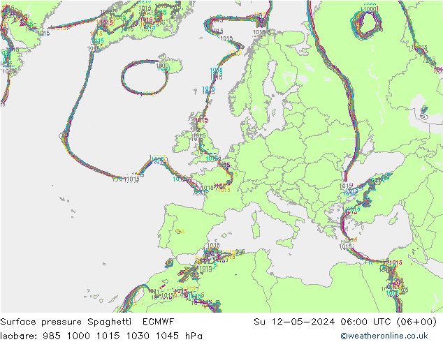 Surface pressure Spaghetti ECMWF Su 12.05.2024 06 UTC