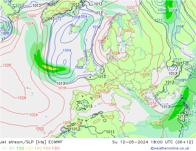 Polarjet/Bodendruck ECMWF So 12.05.2024 18 UTC