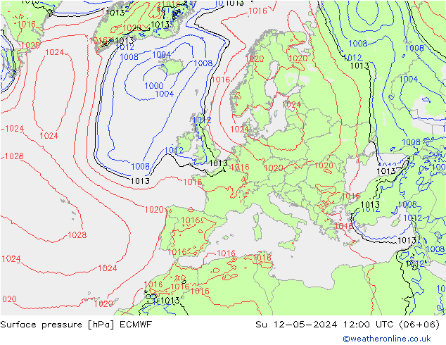 Bodendruck ECMWF So 12.05.2024 12 UTC