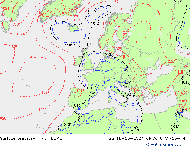 Luchtdruk (Grond) ECMWF za 18.05.2024 06 UTC