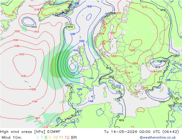 High wind areas ECMWF mar 14.05.2024 00 UTC