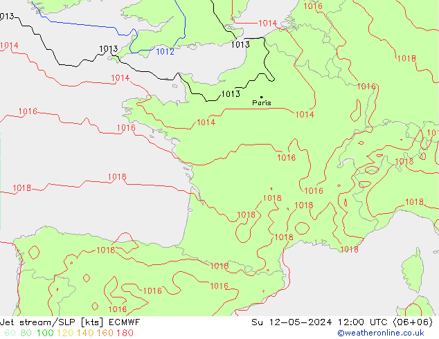 джет/приземное давление ECMWF Вс 12.05.2024 12 UTC