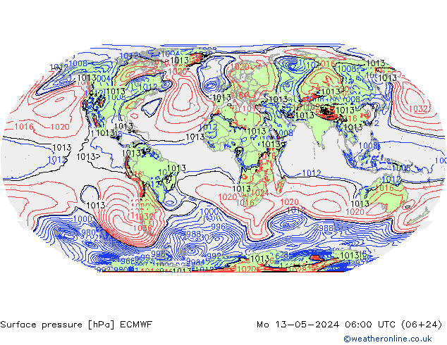 pressão do solo ECMWF Seg 13.05.2024 06 UTC