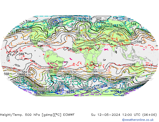 Height/Temp. 500 hPa ECMWF Dom 12.05.2024 12 UTC