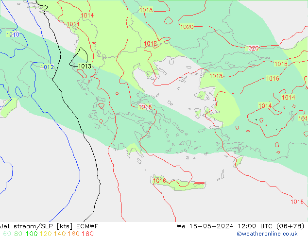 Jet Akımları/SLP ECMWF Çar 15.05.2024 12 UTC