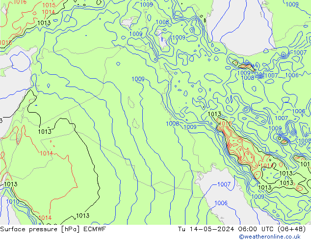 Bodendruck ECMWF Di 14.05.2024 06 UTC