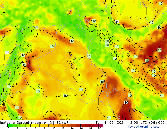 Isotachs Spread ECMWF  14.05.2024 18 UTC