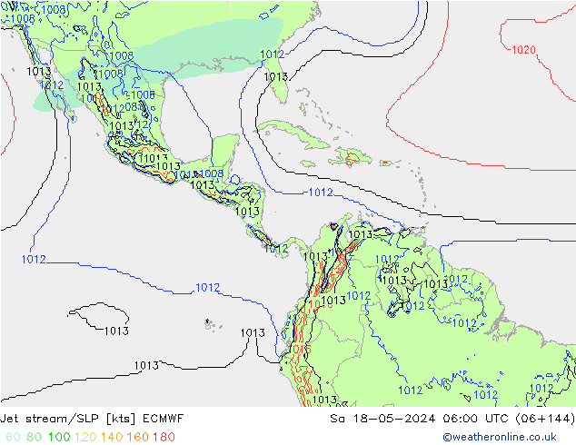 Prąd strumieniowy ECMWF so. 18.05.2024 06 UTC