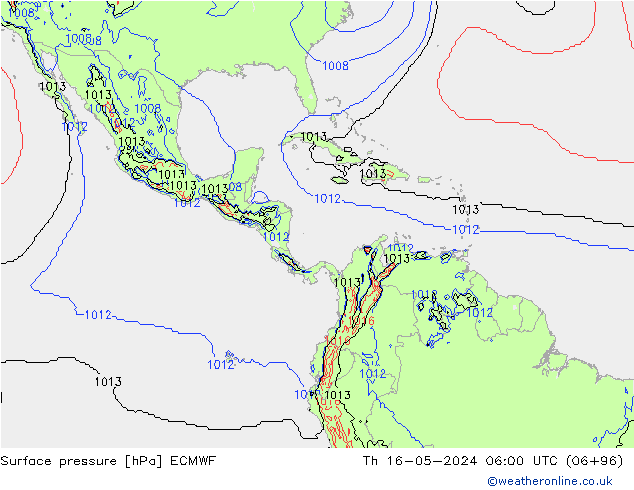 ciśnienie ECMWF czw. 16.05.2024 06 UTC