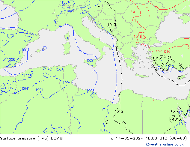 ciśnienie ECMWF wto. 14.05.2024 18 UTC