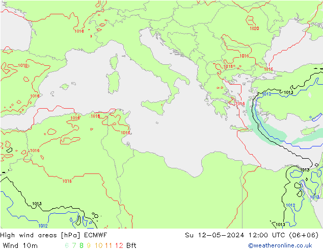 High wind areas ECMWF dom 12.05.2024 12 UTC