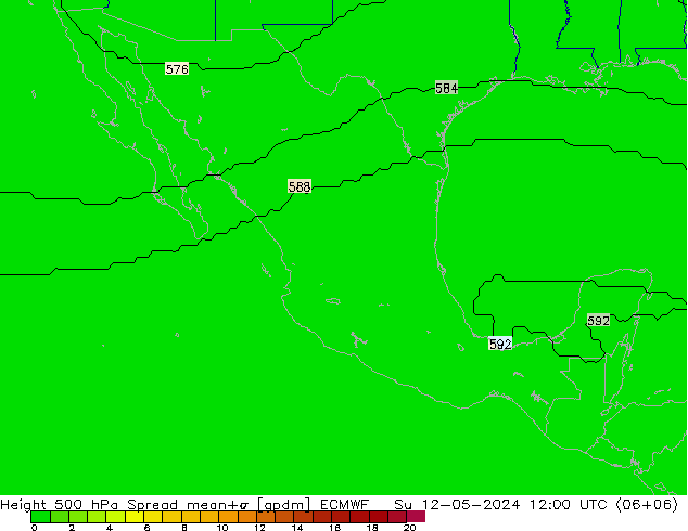 Geop. 500 hPa Spread ECMWF dom 12.05.2024 12 UTC