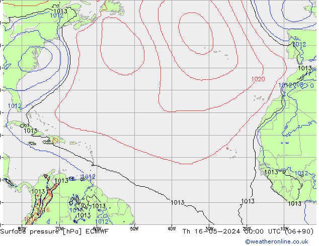 Surface pressure ECMWF Th 16.05.2024 00 UTC