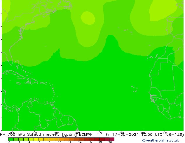 Humidité rel. 700 hPa Spread ECMWF ven 17.05.2024 12 UTC