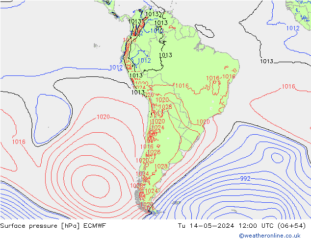 Surface pressure ECMWF Tu 14.05.2024 12 UTC