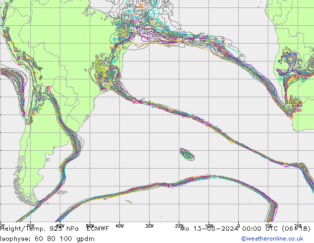 Height/Temp. 925 hPa ECMWF Mo 13.05.2024 00 UTC