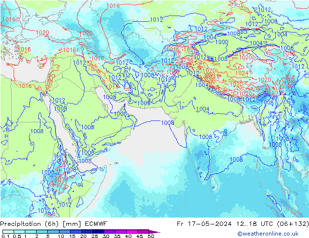 Precipitación (6h) ECMWF vie 17.05.2024 18 UTC