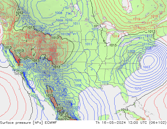 Presión superficial ECMWF jue 16.05.2024 12 UTC