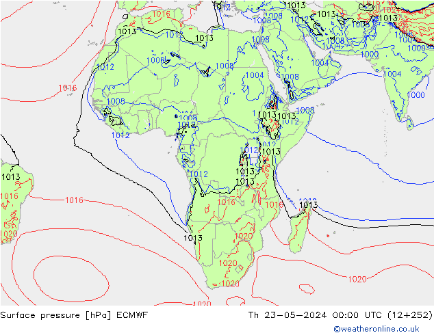 pressão do solo ECMWF Qui 23.05.2024 00 UTC