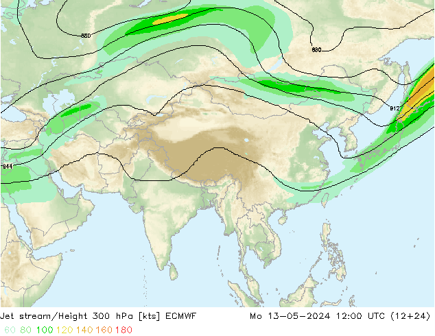 Jet stream ECMWF Seg 13.05.2024 12 UTC