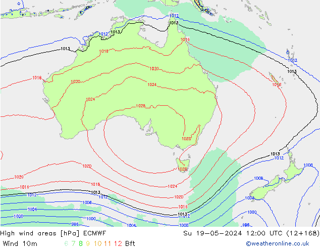 High wind areas ECMWF Su 19.05.2024 12 UTC