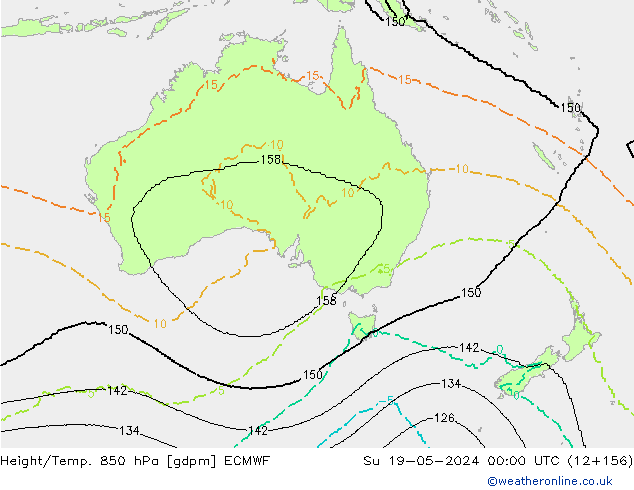 Height/Temp. 850 hPa ECMWF dom 19.05.2024 00 UTC