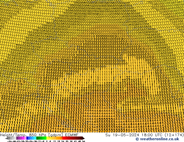 Géop./Temp. 850 hPa ECMWF dim 19.05.2024 18 UTC